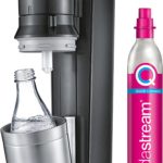 -53% SodaStream Wassersprudler Crystal 3.0 Quick-Connect CO2-Zylinder und 1x Glaskaraffen, Silber, Schwarz/Titan, 45 cm-53%