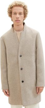 TOM TAILOR Denim Herren 3-Knopf Wollmantel mit Stehkragen