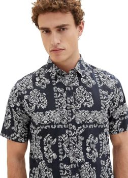 TOM TAILOR Herren Kurzarm-Hemd mit Paisley-Muster